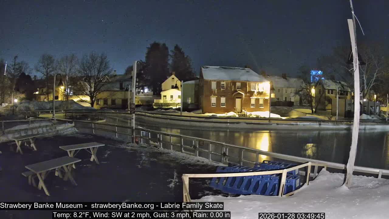 Ice Skating - Patio Cam at Strawbery Banke, Porsmouth , Live Camera, New Hampshire 