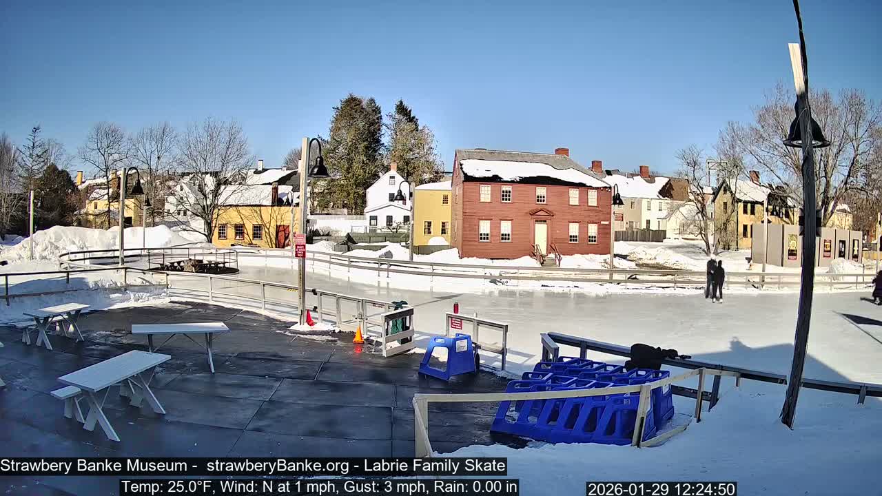 Ice Skating - Patio Cam at Strawbery Banke, Porsmouth , Live Camera, New Hampshire 