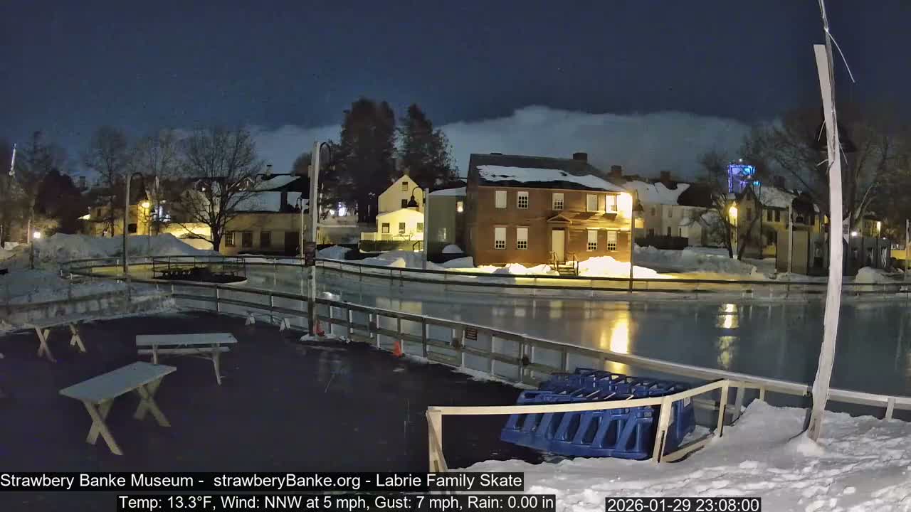 Ice Skating - Patio Cam at Strawbery Banke, Porsmouth , Live Camera, New Hampshire 