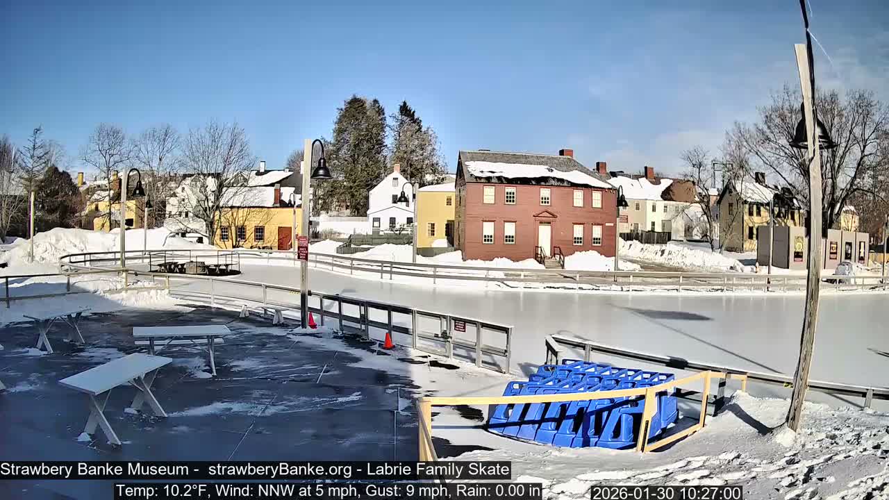 Ice Skating - Patio Cam at Strawbery Banke, Porsmouth , Live Camera, New Hampshire 