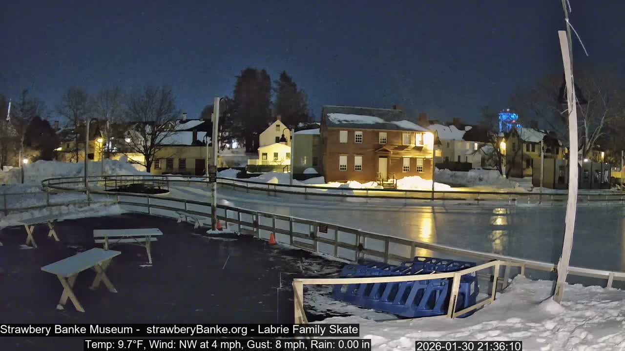 Ice Skating - Patio Cam at Strawbery Banke, Porsmouth , Live Camera, New Hampshire 