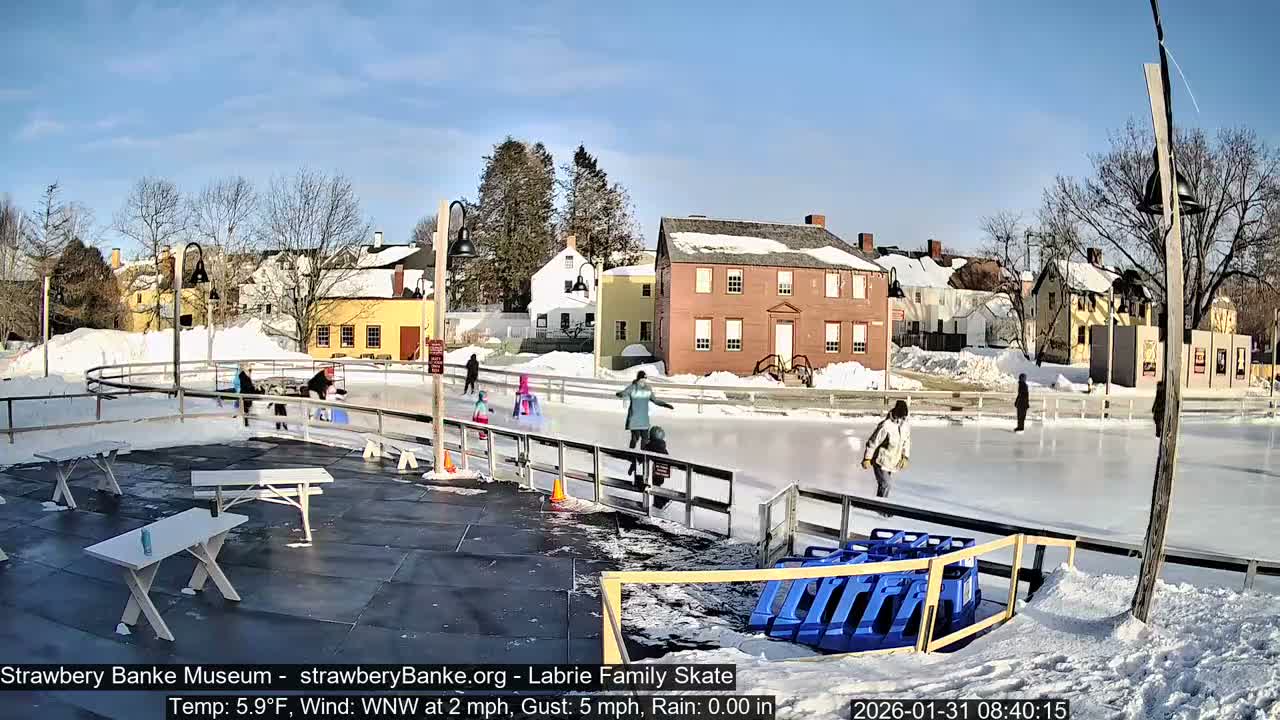 Ice Skating - Patio Cam at Strawbery Banke, Porsmouth , Live Camera, New Hampshire 