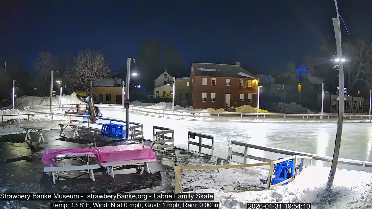 Ice Skating - Patio Cam at Strawbery Banke, Porsmouth , Live Camera, New Hampshire 