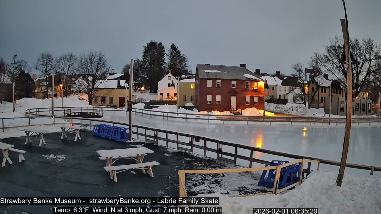 Ice Skating - Patio Cam at Strawbery Banke, Porsmouth , Live Camera, New Hampshire 
