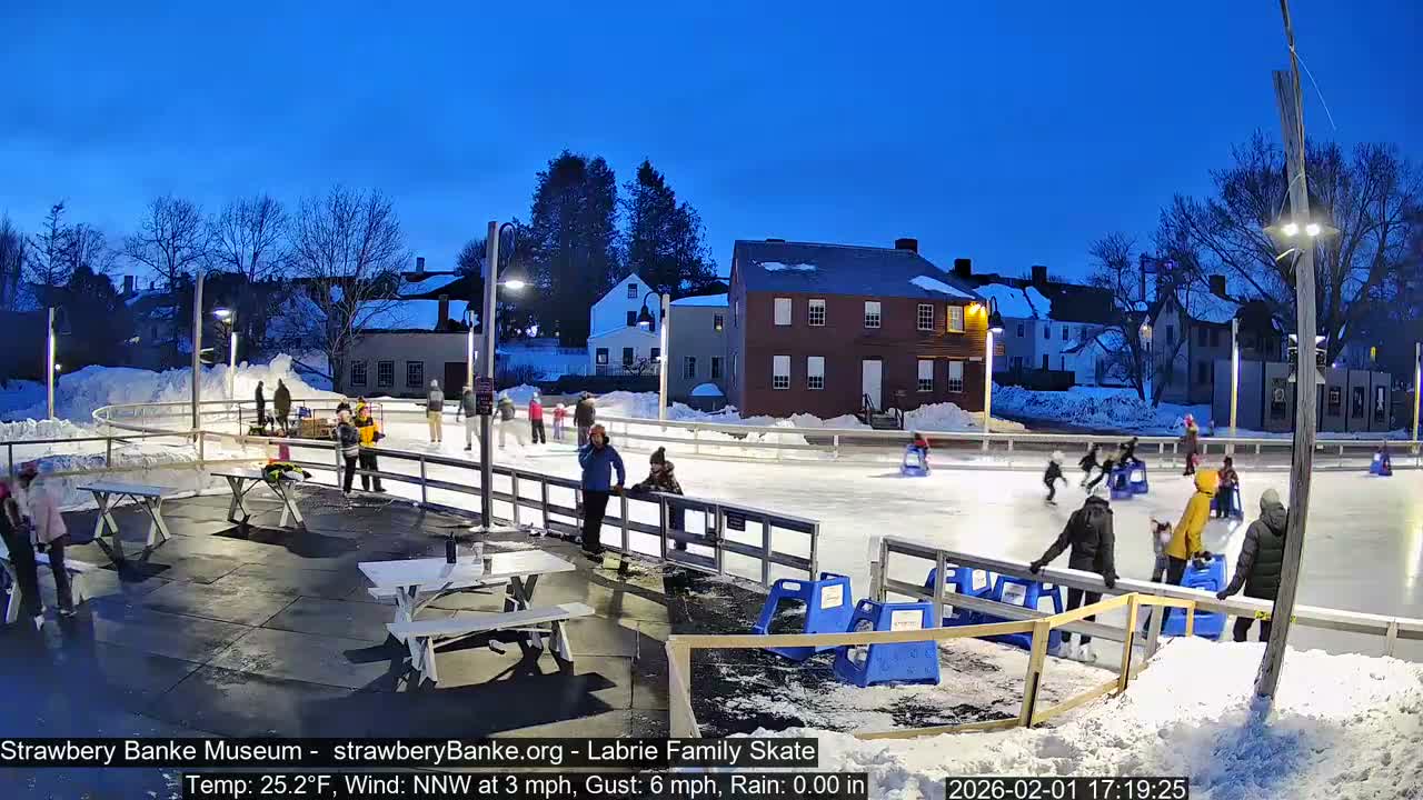 Ice Skating - Patio Cam at Strawbery Banke, Porsmouth , Live Camera, New Hampshire 
