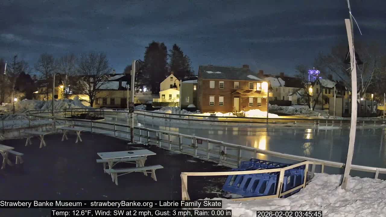 Ice Skating - Patio Cam at Strawbery Banke, Porsmouth , Live Camera, New Hampshire 