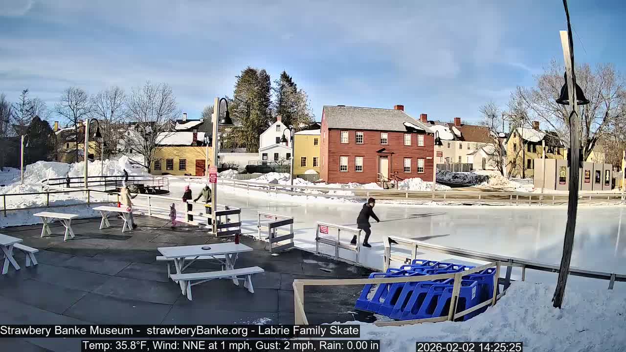Ice Skating - Patio Cam at Strawbery Banke, Porsmouth , Live Camera, New Hampshire 