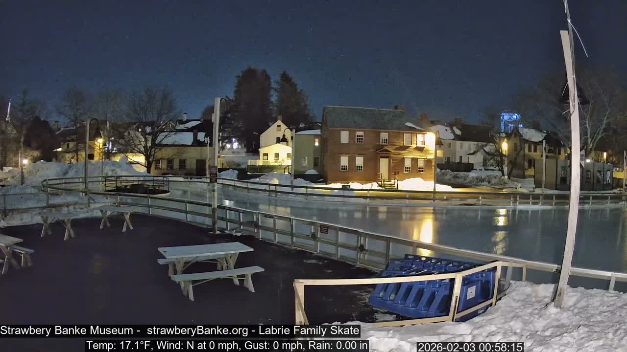 Ice Skating - Patio Cam at Strawbery Banke, Porsmouth , Live Camera, New Hampshire 
