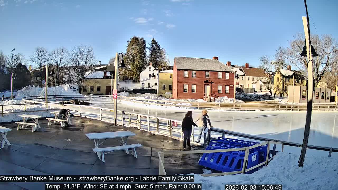 Ice Skating - Patio Cam at Strawbery Banke, Porsmouth , Live Camera, New Hampshire 