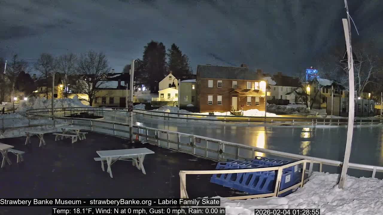 Ice Skating - Patio Cam at Strawbery Banke, Porsmouth , Live Camera, New Hampshire 