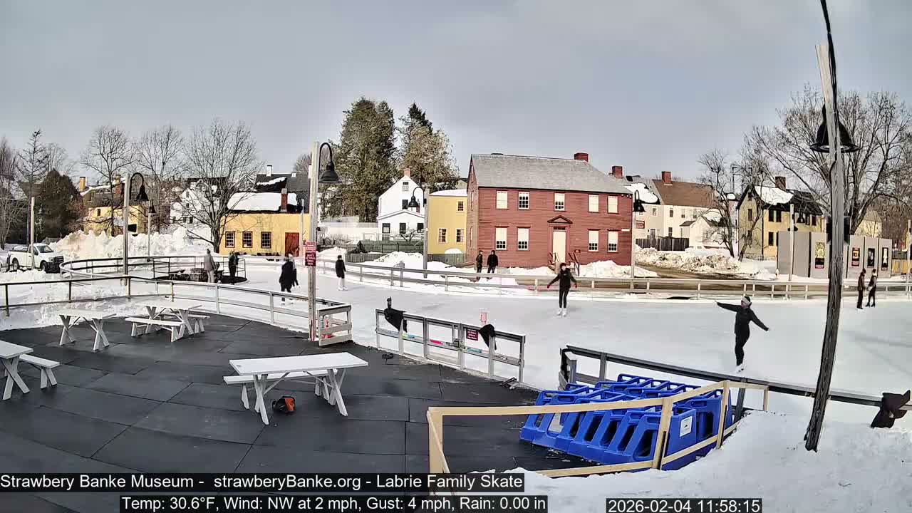 Ice Skating - Patio Cam at Strawbery Banke, Porsmouth , Live Camera, New Hampshire 