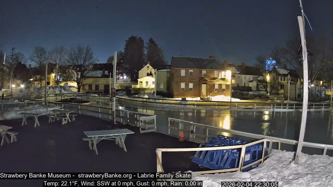 Ice Skating - Patio Cam at Strawbery Banke, Porsmouth , Live Camera, New Hampshire 
