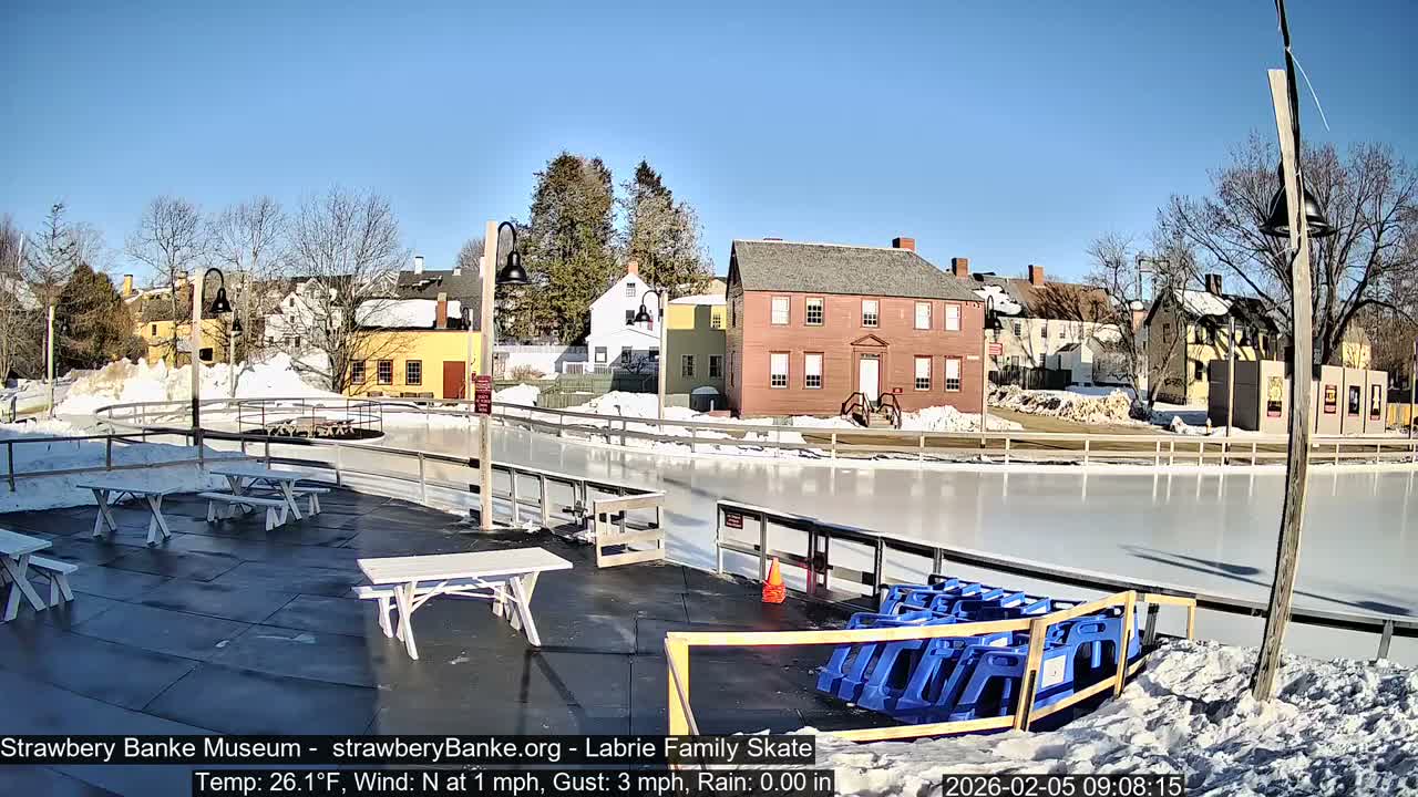 Ice Skating - Patio Cam at Strawbery Banke, Porsmouth , Live Camera, New Hampshire 