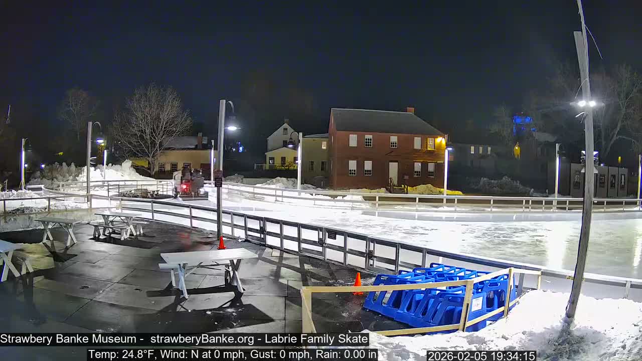 Ice Skating - Patio Cam at Strawbery Banke, Porsmouth , Live Camera, New Hampshire 