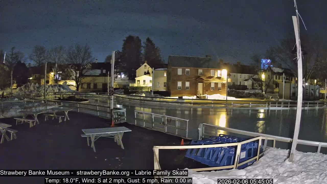 Ice Skating - Patio Cam at Strawbery Banke, Porsmouth , Live Camera, New Hampshire 