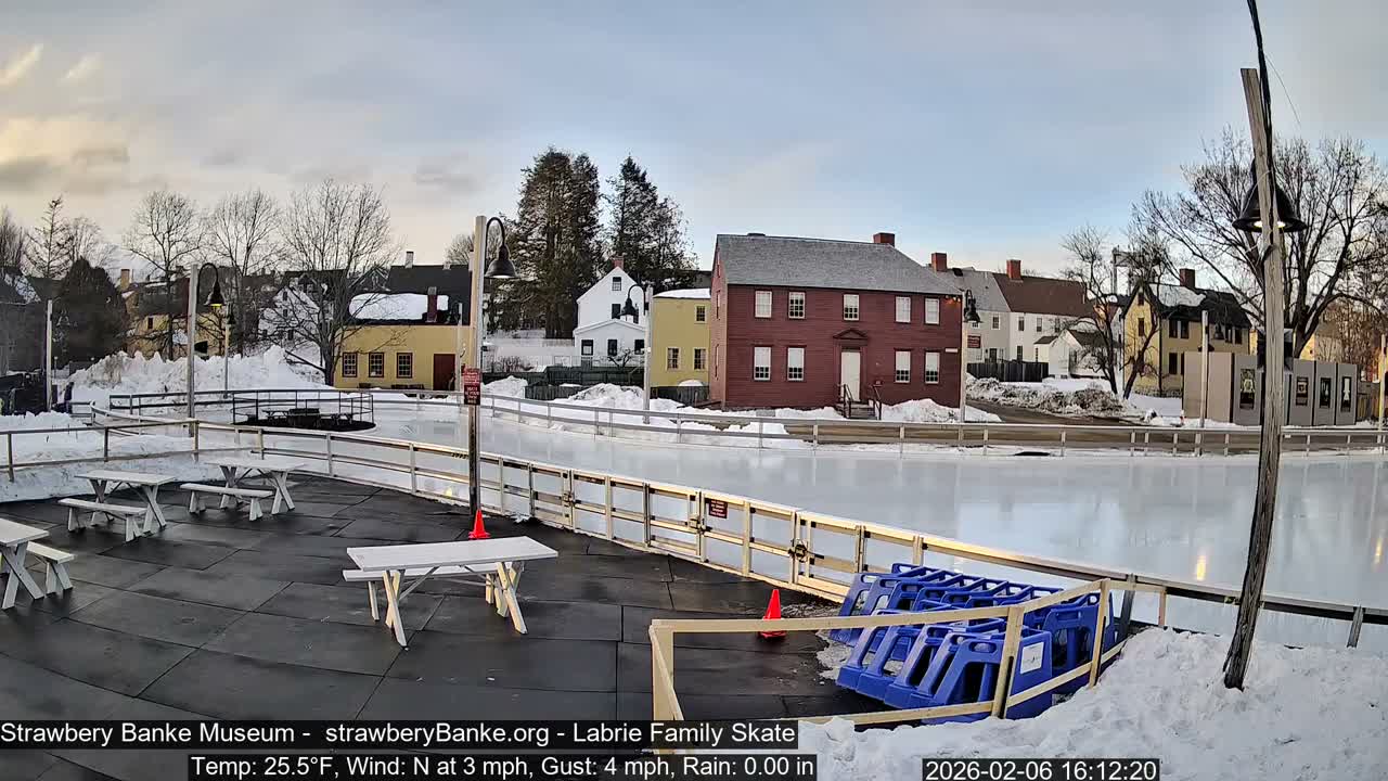 Ice Skating - Patio Cam at Strawbery Banke, Porsmouth , Live Camera, New Hampshire 