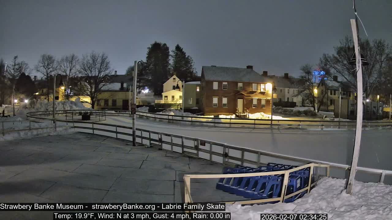 Ice Skating - Patio Cam at Strawbery Banke, Porsmouth , Live Camera, New Hampshire 