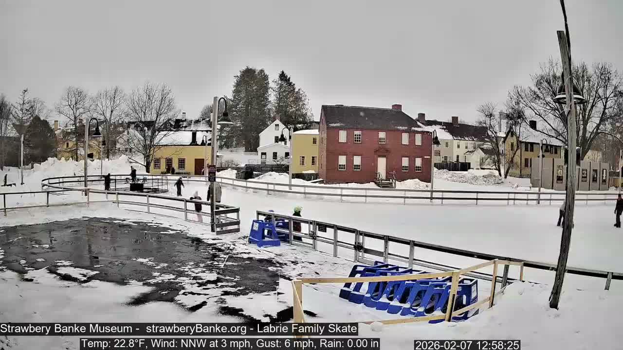 Ice Skating - Patio Cam at Strawbery Banke, Porsmouth , Live Camera, New Hampshire 