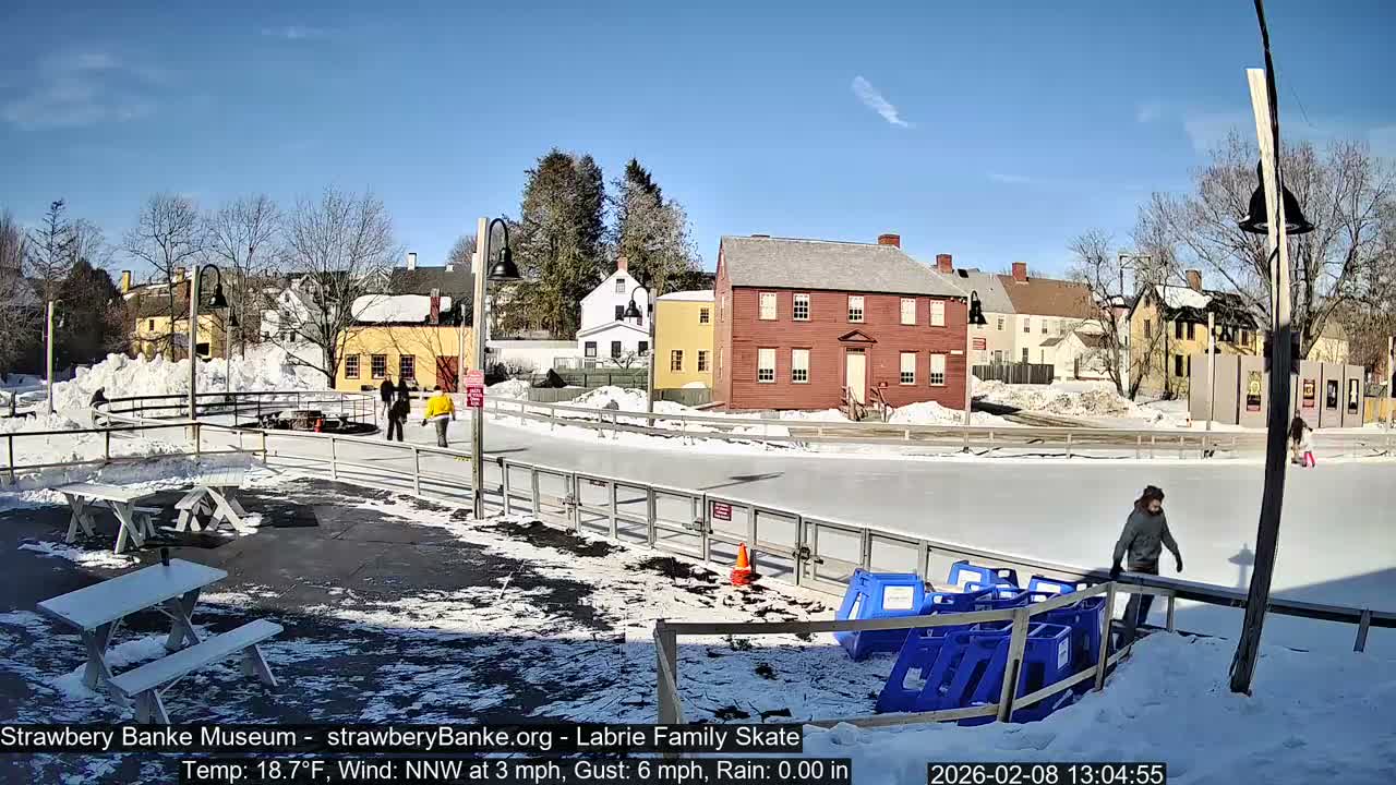 Ice Skating - Patio Cam at Strawbery Banke, Porsmouth , Live Camera, New Hampshire 