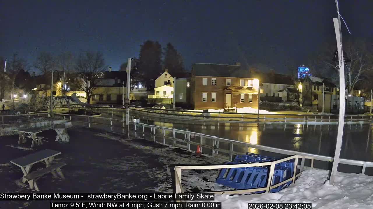 Ice Skating - Patio Cam at Strawbery Banke, Porsmouth , Live Camera, New Hampshire 