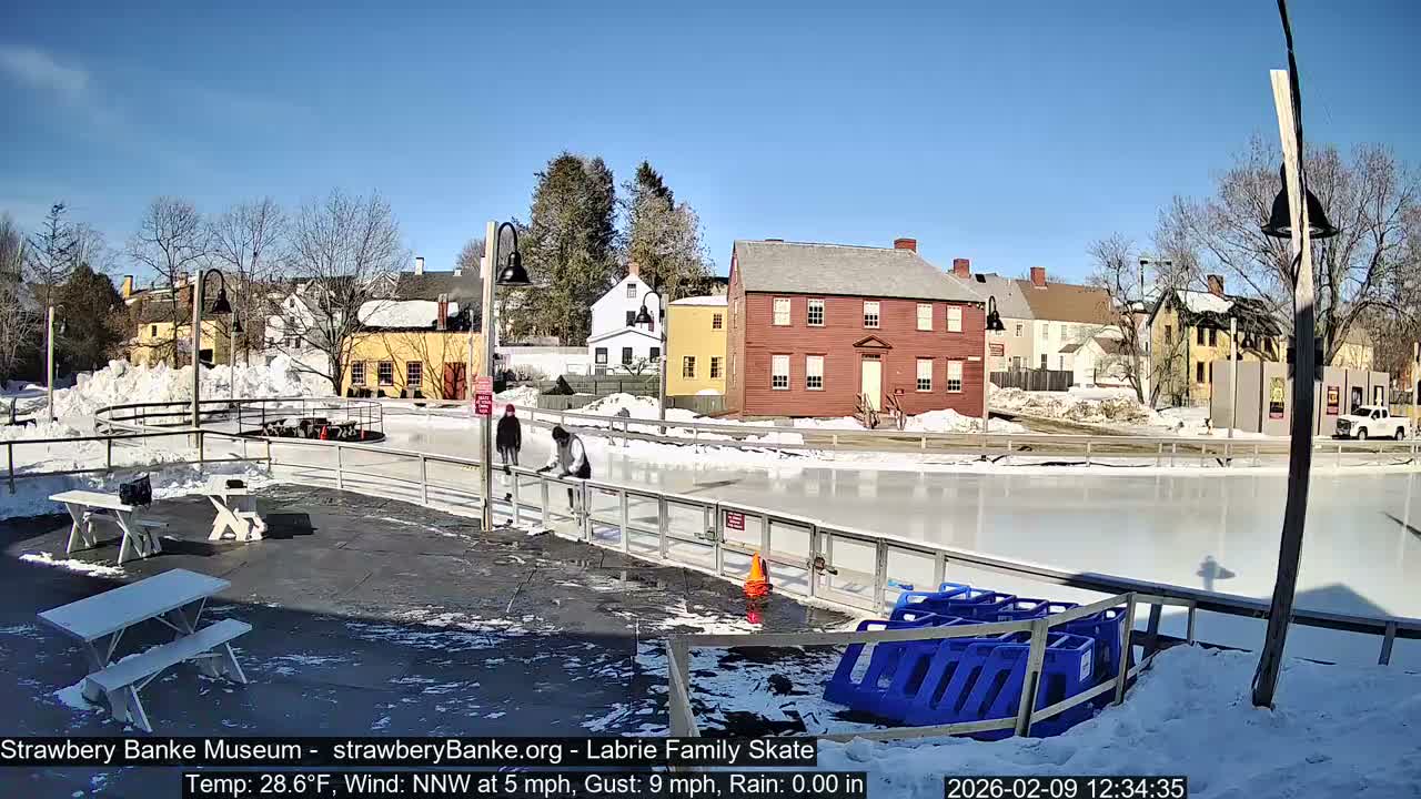 Ice Skating - Patio Cam at Strawbery Banke, Porsmouth , Live Camera, New Hampshire 