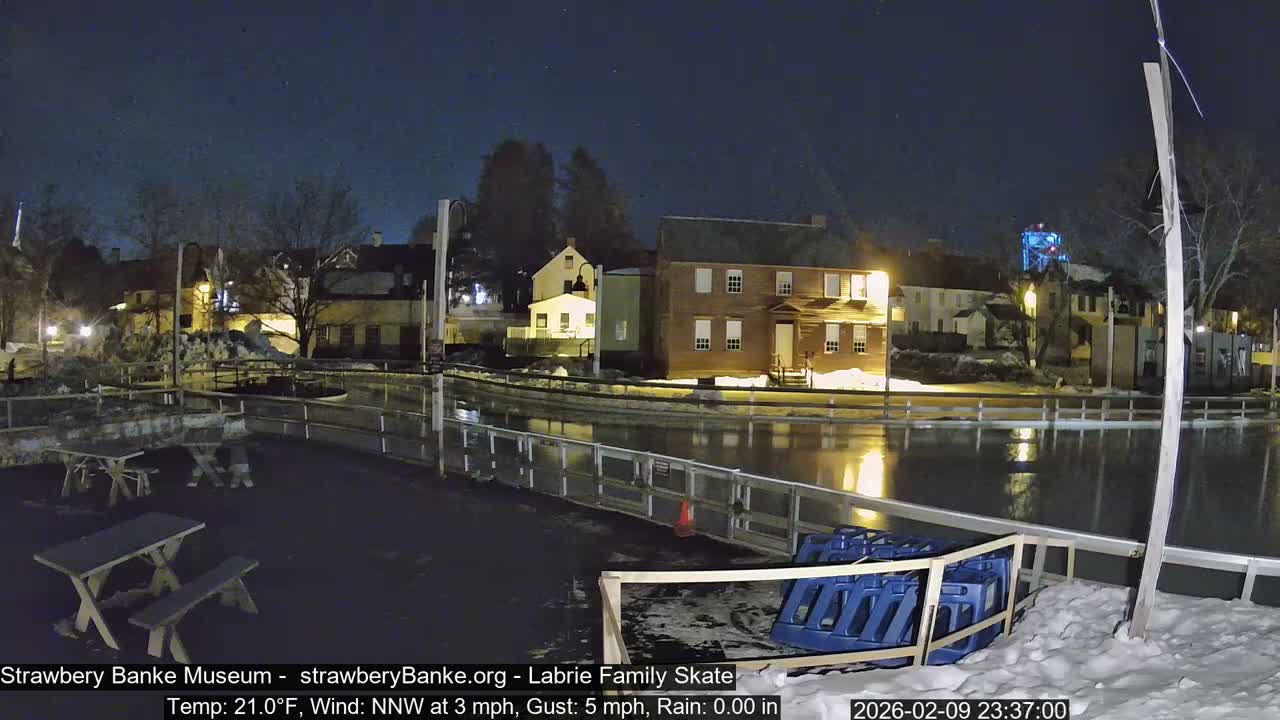 Ice Skating - Patio Cam at Strawbery Banke, Porsmouth , Live Camera, New Hampshire 