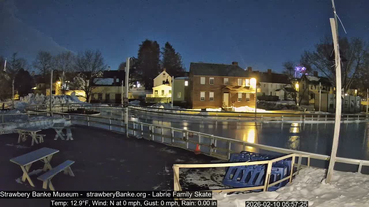 Ice Skating - Patio Cam at Strawbery Banke, Porsmouth , Live Camera, New Hampshire 