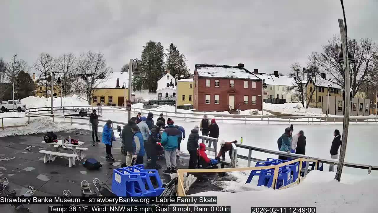 Ice Skating - Patio Cam at Strawbery Banke, Porsmouth , Live Camera, New Hampshire 