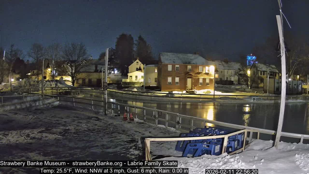 Ice Skating - Patio Cam at Strawbery Banke, Porsmouth , Live Camera, New Hampshire 
