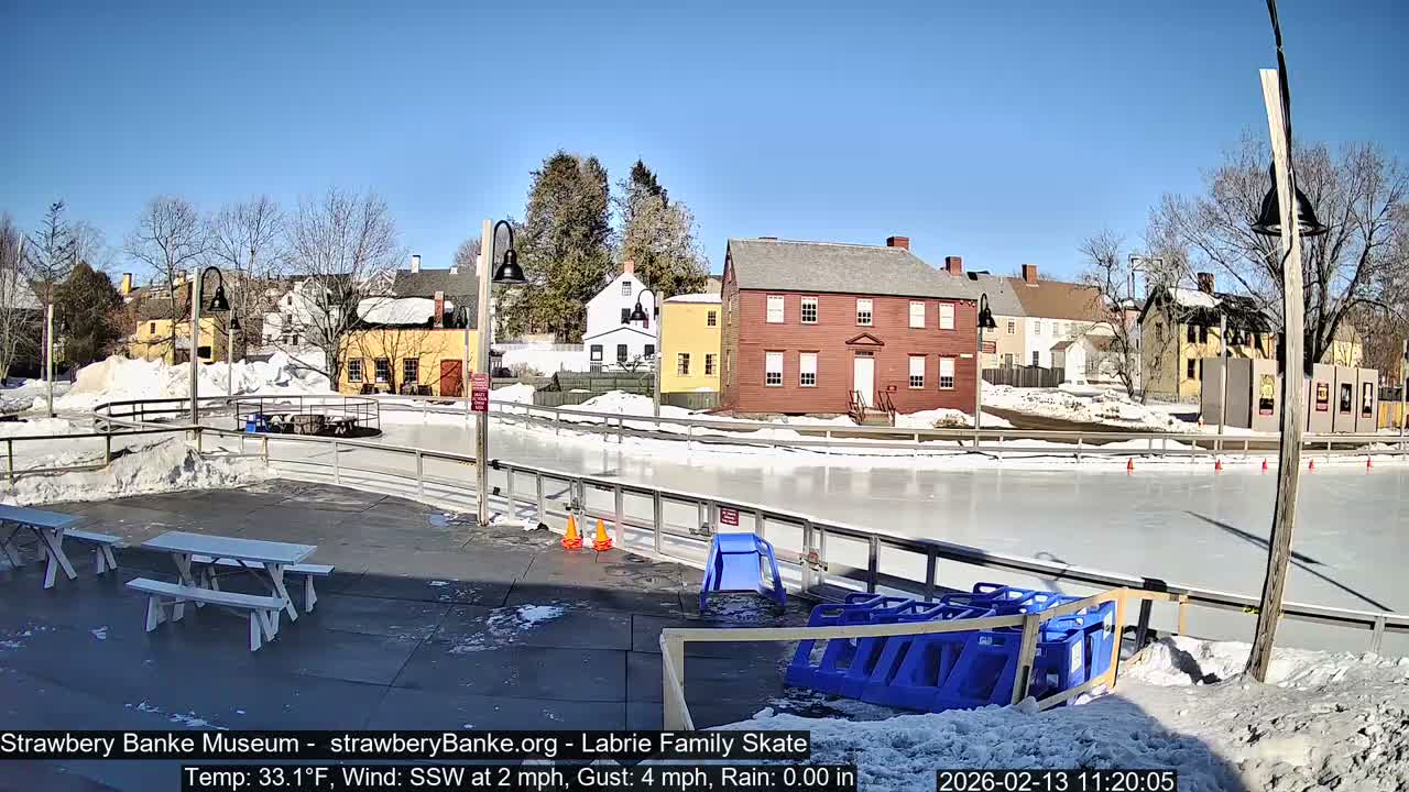Ice Skating - Patio Cam at Strawbery Banke, Porsmouth , Live Camera, New Hampshire 