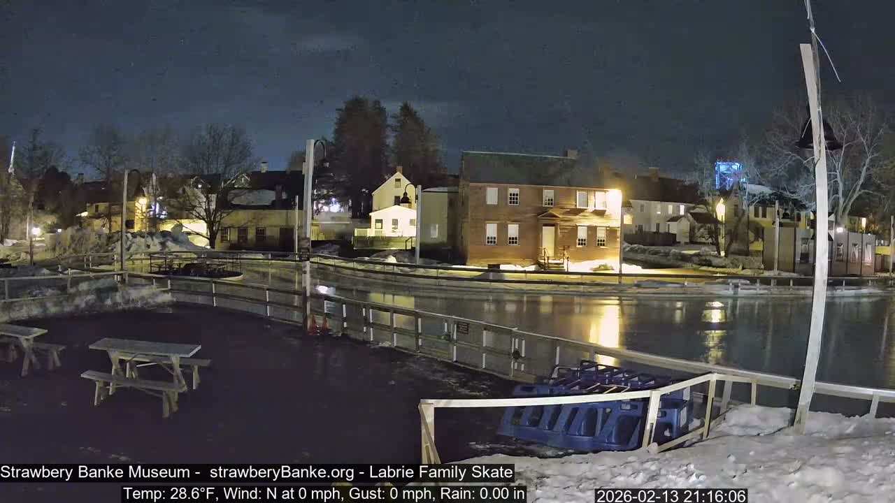Ice Skating - Patio Cam at Strawbery Banke, Porsmouth , Live Camera, New Hampshire 