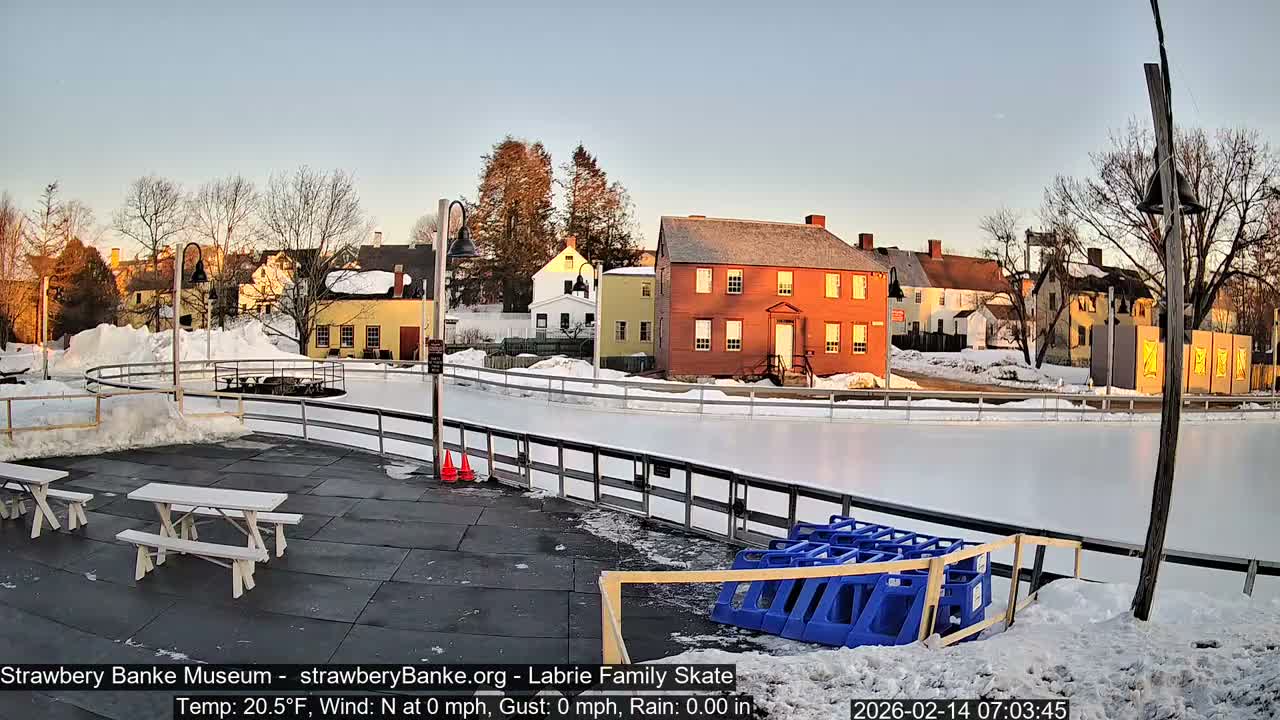 Ice Skating - Patio Cam at Strawbery Banke, Porsmouth , Live Camera, New Hampshire 