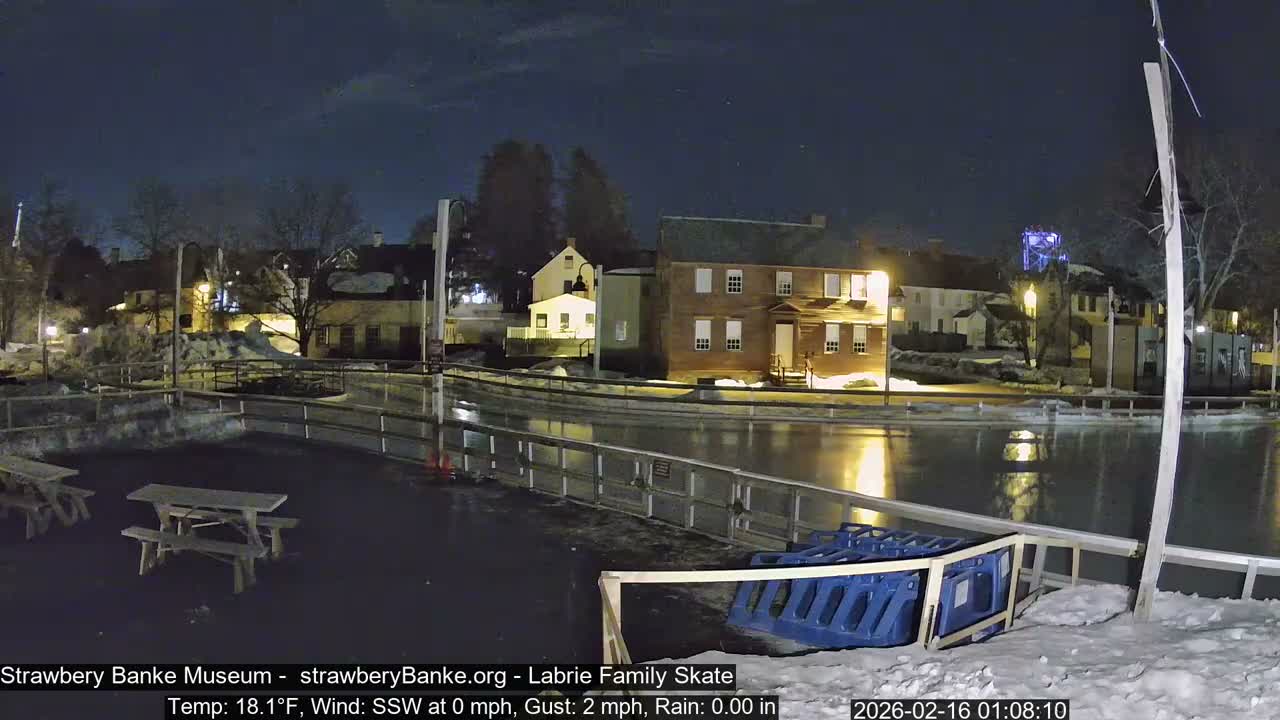 Ice Skating - Patio Cam at Strawbery Banke, Porsmouth , Live Camera, New Hampshire 