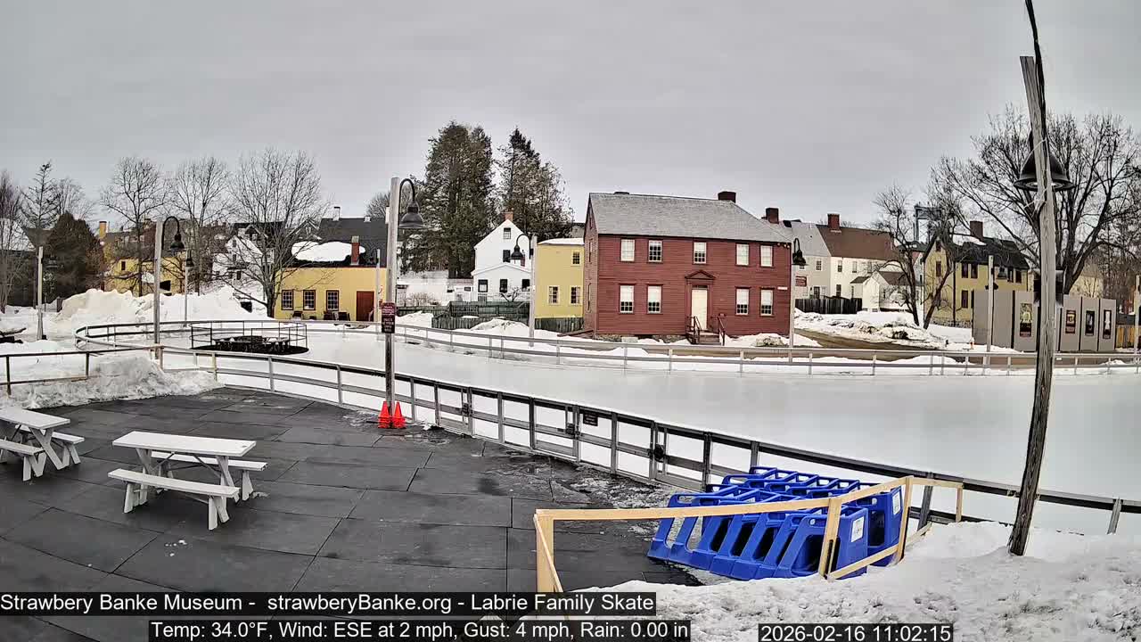 Ice Skating - Patio Cam at Strawbery Banke, Porsmouth , Live Camera, New Hampshire 