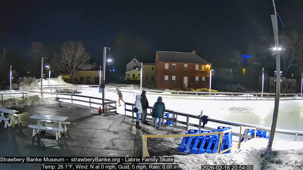 Ice Skating - Patio Cam at Strawbery Banke, Porsmouth , Live Camera, New Hampshire 