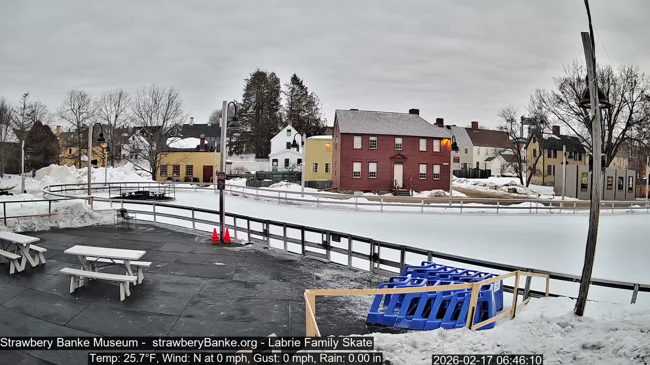 Ice Skating - Patio Cam at Strawbery Banke, Porsmouth , Live Camera, New Hampshire 