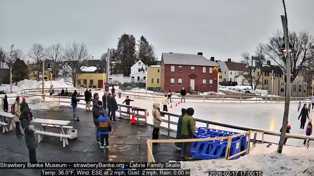 Ice Skating - Patio Cam at Strawbery Banke, Porsmouth , Live Camera, New Hampshire 