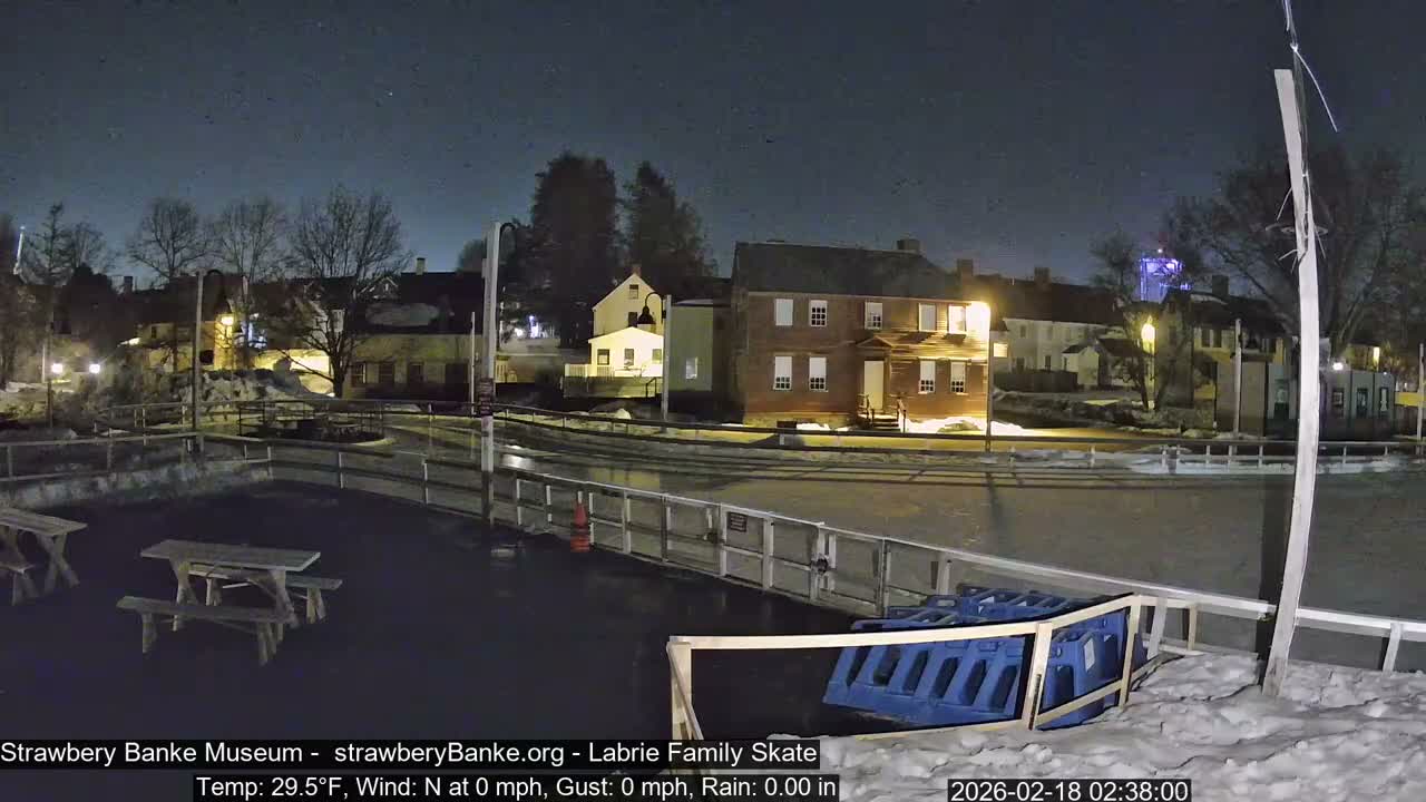 Ice Skating - Patio Cam at Strawbery Banke, Porsmouth , Live Camera, New Hampshire 