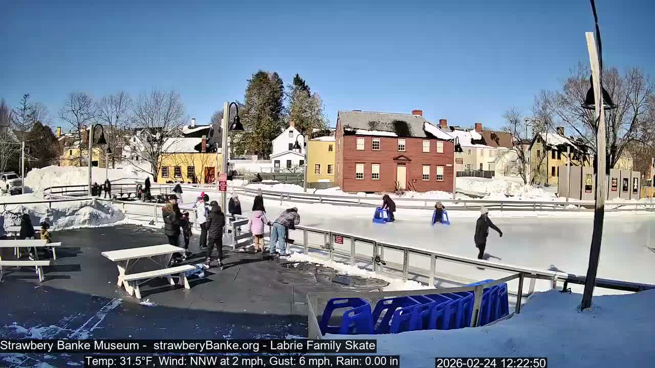 Ice Skating - Patio Cam at Strawbery Banke, Porsmouth , Live Camera, New Hampshire 