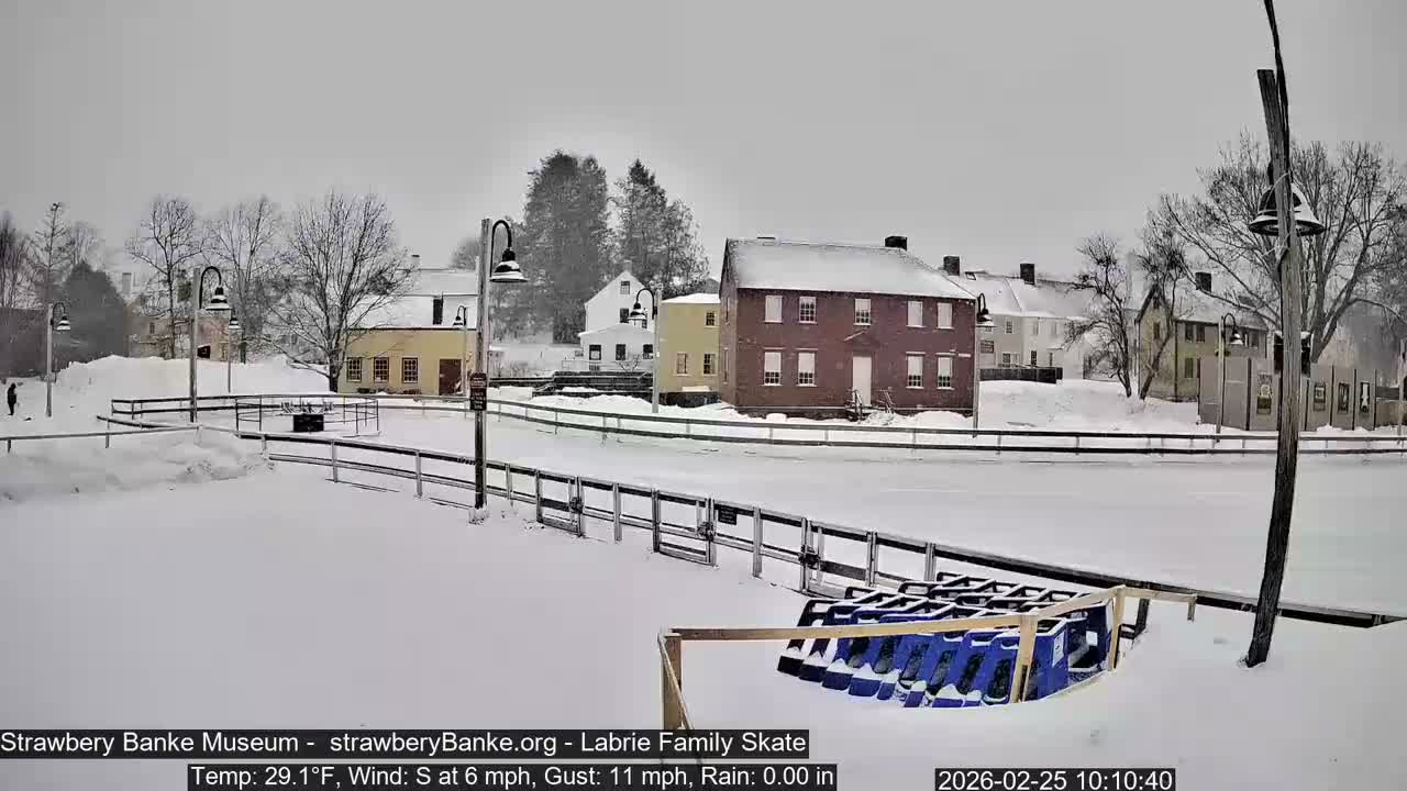 Ice Skating - Patio Cam at Strawbery Banke, Porsmouth , Live Camera, New Hampshire 