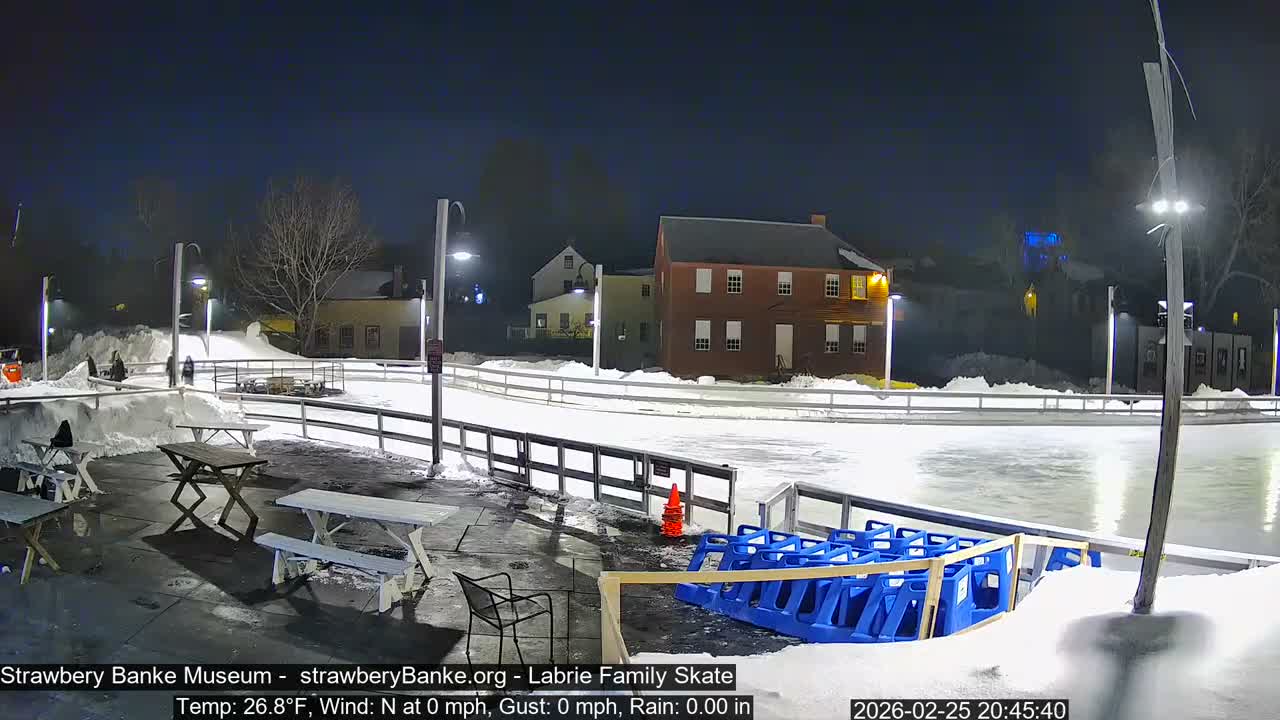 Ice Skating - Patio Cam at Strawbery Banke, Porsmouth , Live Camera, New Hampshire 