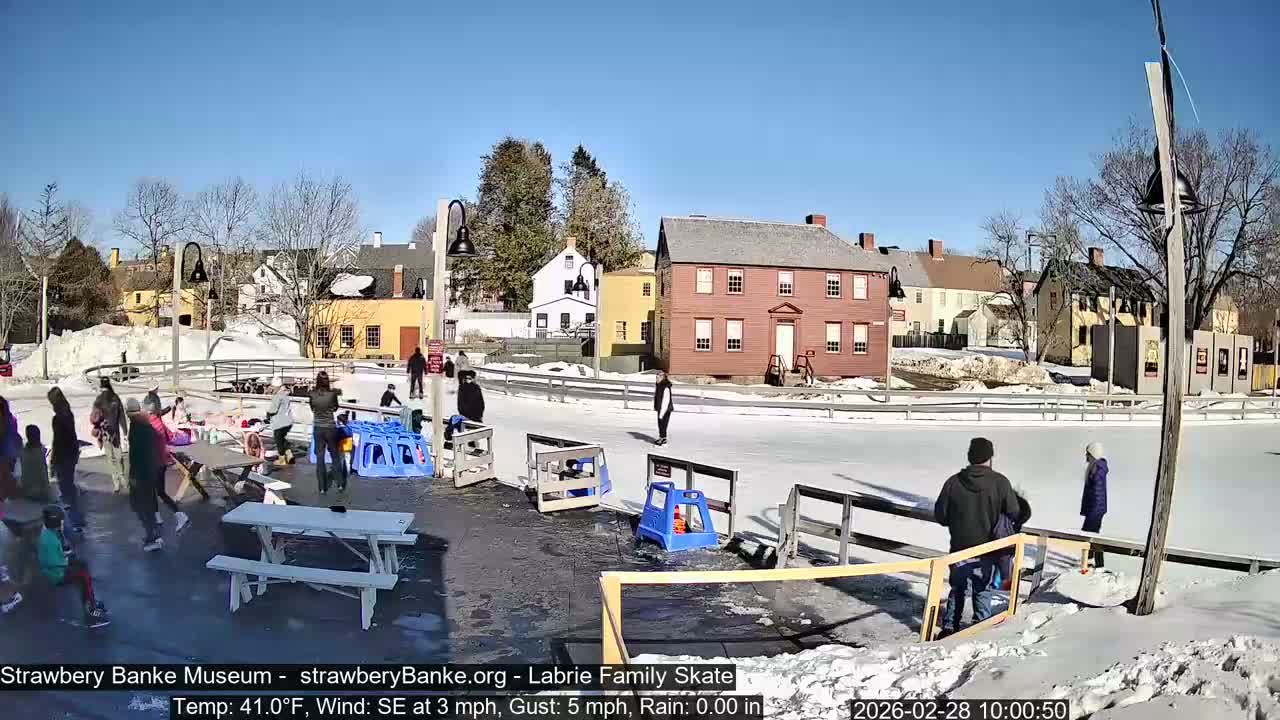 Ice Skating - Patio Cam at Strawbery Banke, Porsmouth , Live Camera, New Hampshire 