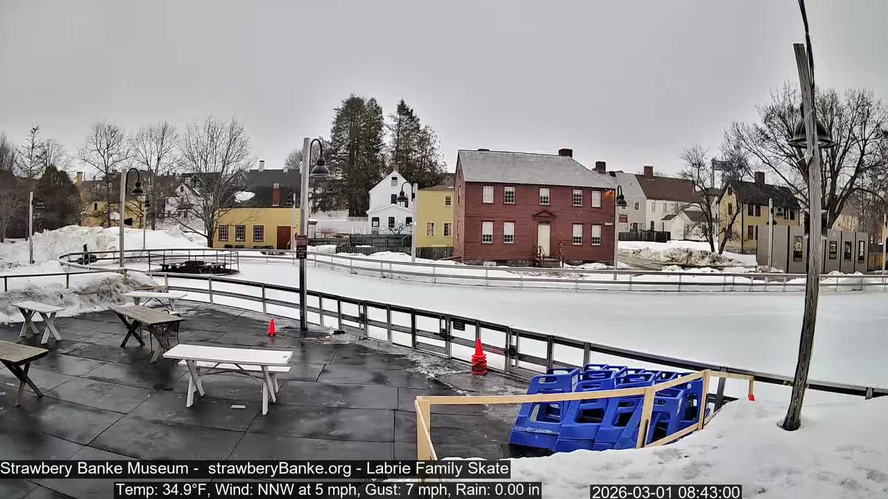 Ice Skating - Patio Cam at Strawbery Banke, Porsmouth , Live Camera, New Hampshire 