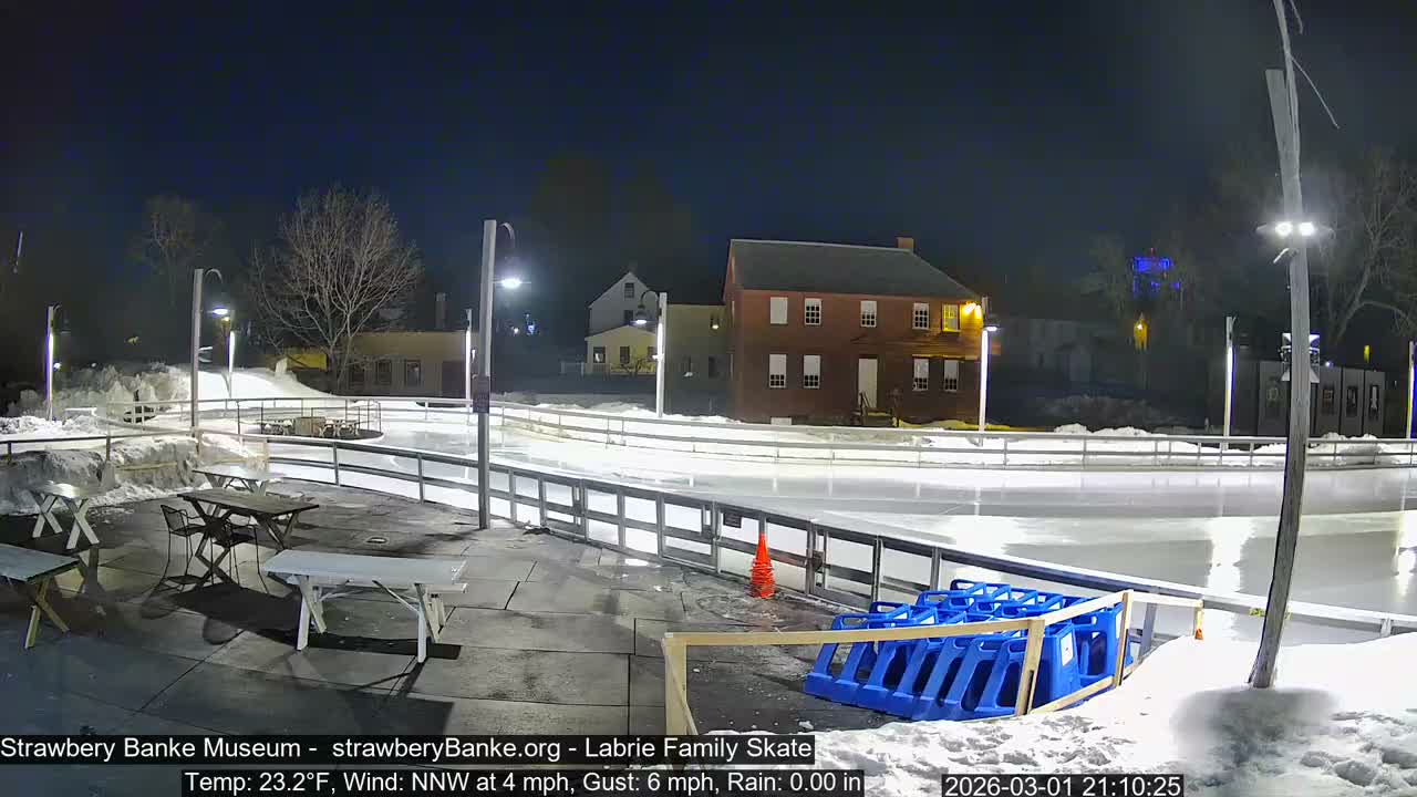 Ice Skating - Patio Cam at Strawbery Banke, Porsmouth , Live Camera, New Hampshire 