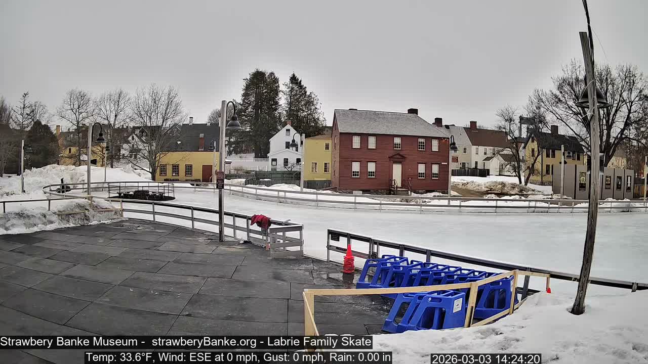 Ice Skating - Patio Cam at Strawbery Banke, Porsmouth , Live Camera, New Hampshire 