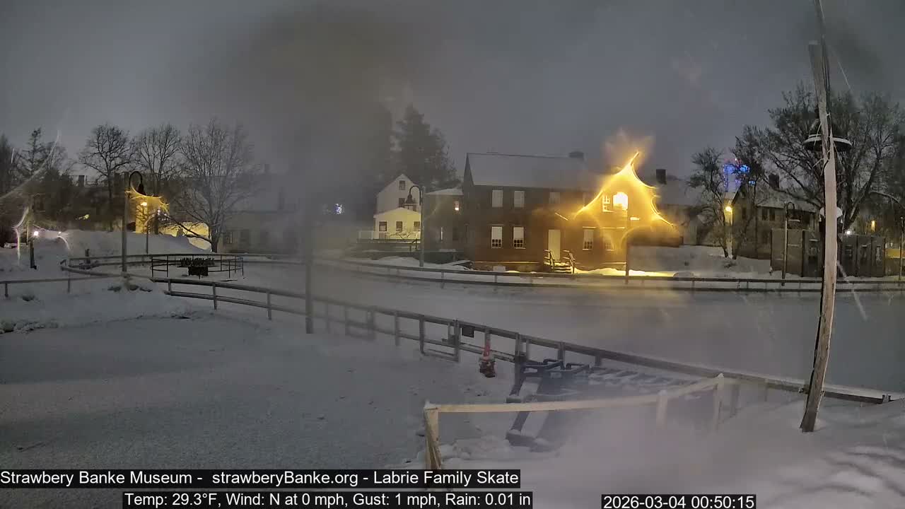 Ice Skating - Patio Cam at Strawbery Banke, Porsmouth , Live Camera, New Hampshire 