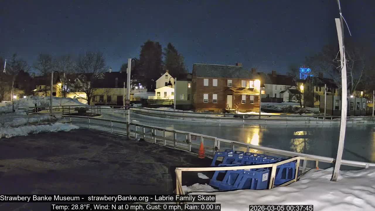 Ice Skating - Patio Cam at Strawbery Banke, Porsmouth , Live Camera, New Hampshire 