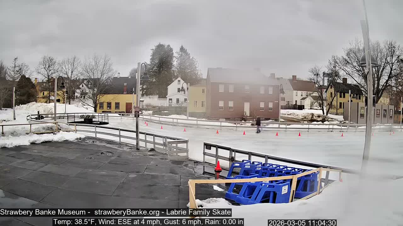 Ice Skating - Patio Cam at Strawbery Banke, Porsmouth , Live Camera, New Hampshire 