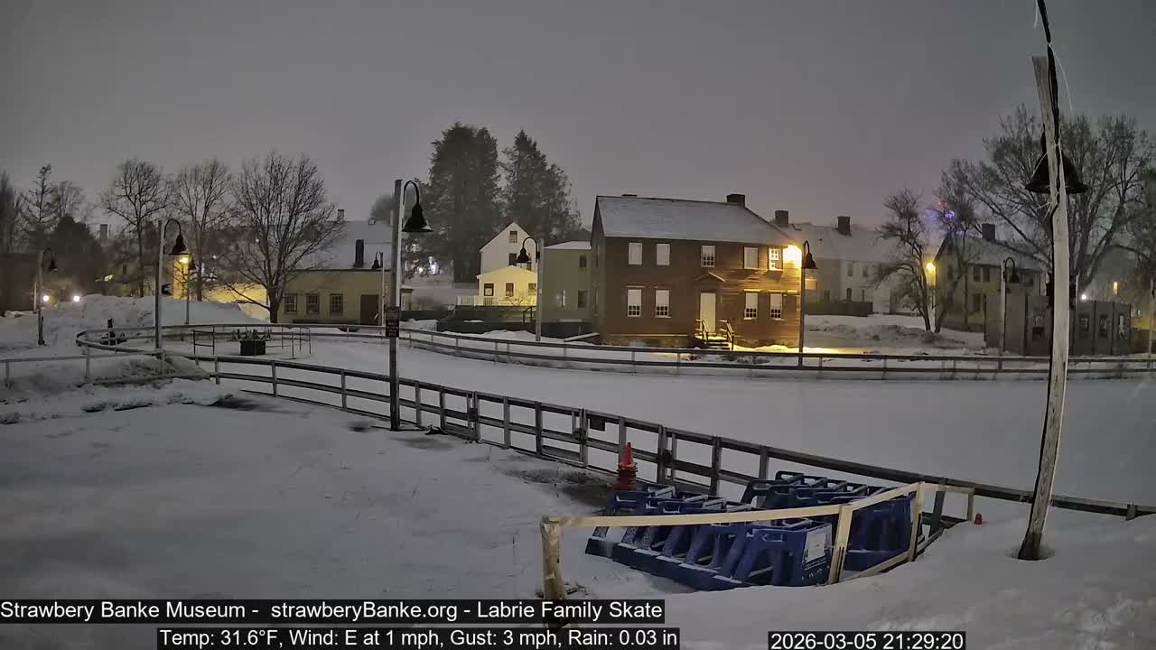 Ice Skating - Patio Cam at Strawbery Banke, Porsmouth , Live Camera, New Hampshire 