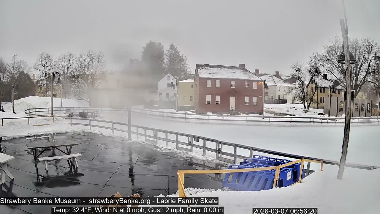Ice Skating - Patio Cam at Strawbery Banke, Porsmouth , Live Camera, New Hampshire 